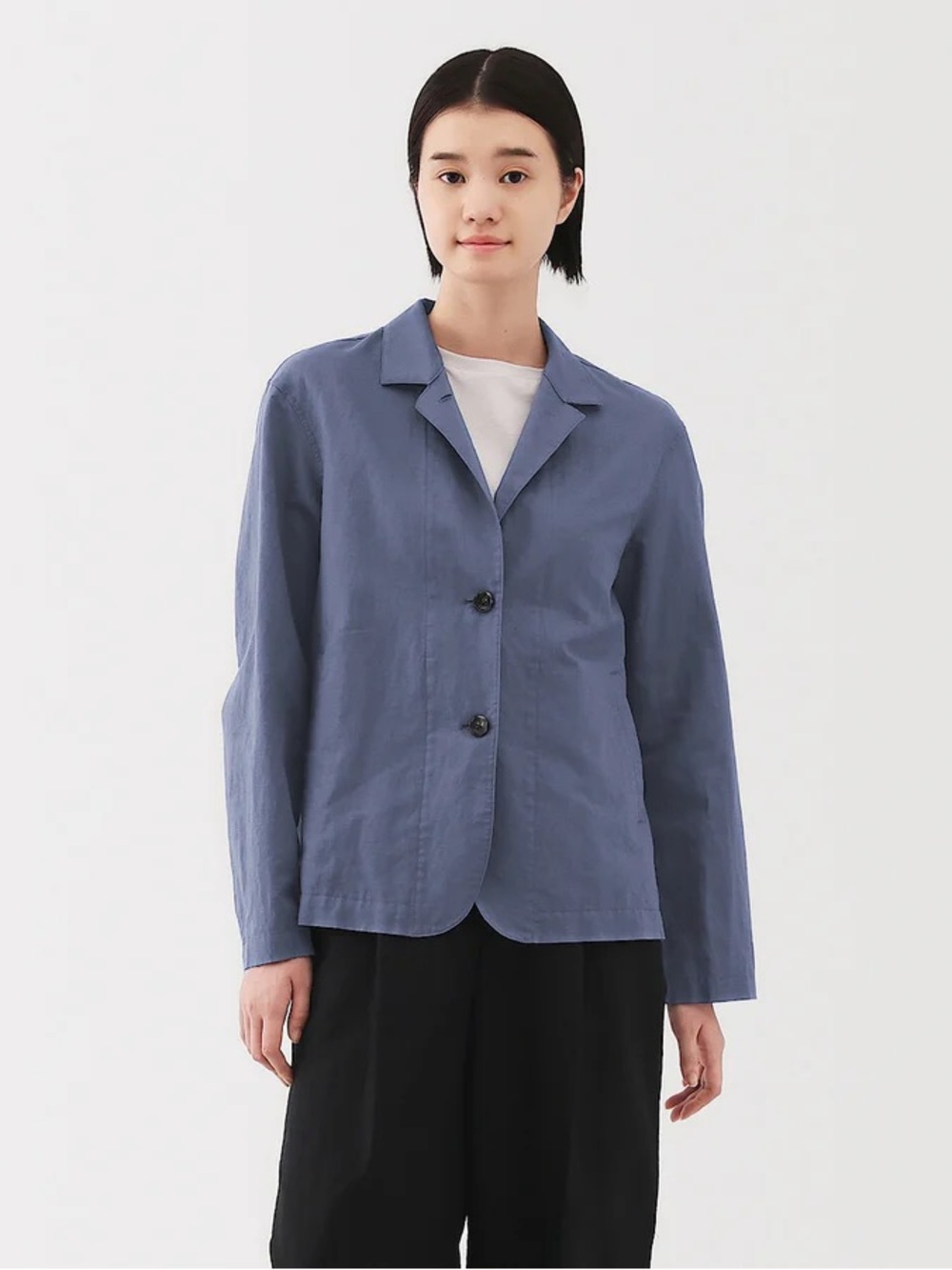 Muji Slate Blue Two-Button Relaxed Blazer
